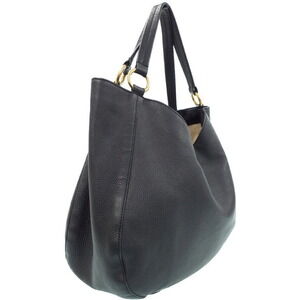 Gucci G Interlocking calfskin bag pebbled black tote shoulder